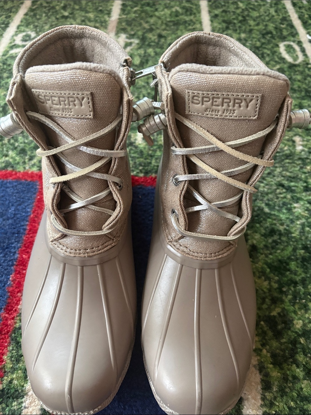 Sperry Khaki/Tan Lace-Up Waterproof Duck Boots